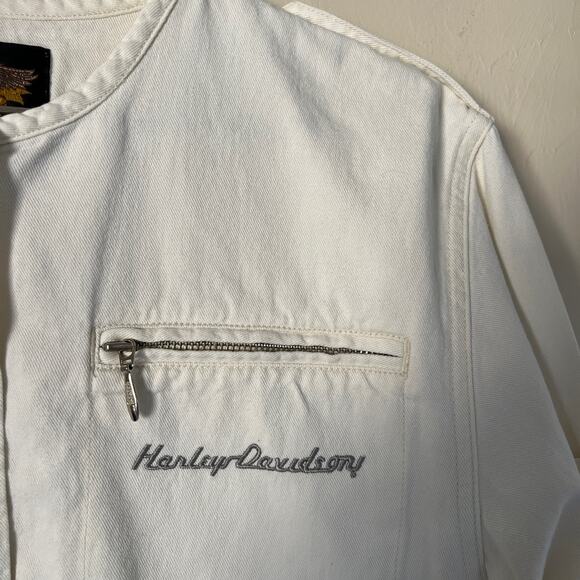 Harley-Davidson White Button Up Long Sleeve Shirt Jacket Women's Size M - Picture 5 of 15